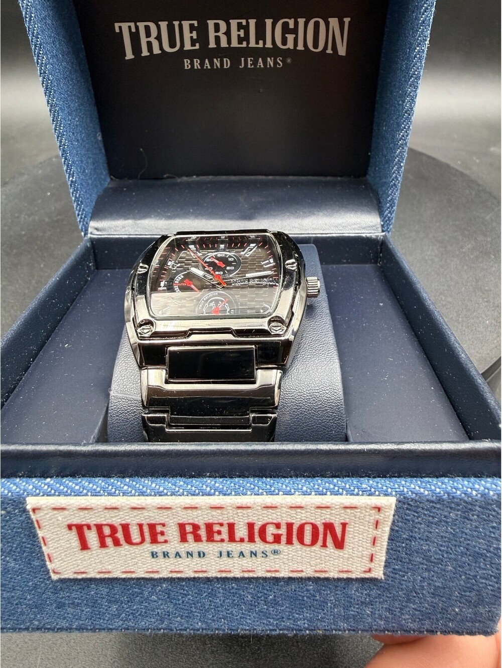 True Religion Men's Black Stainless Steel Wristwatch with Multifunction Dial